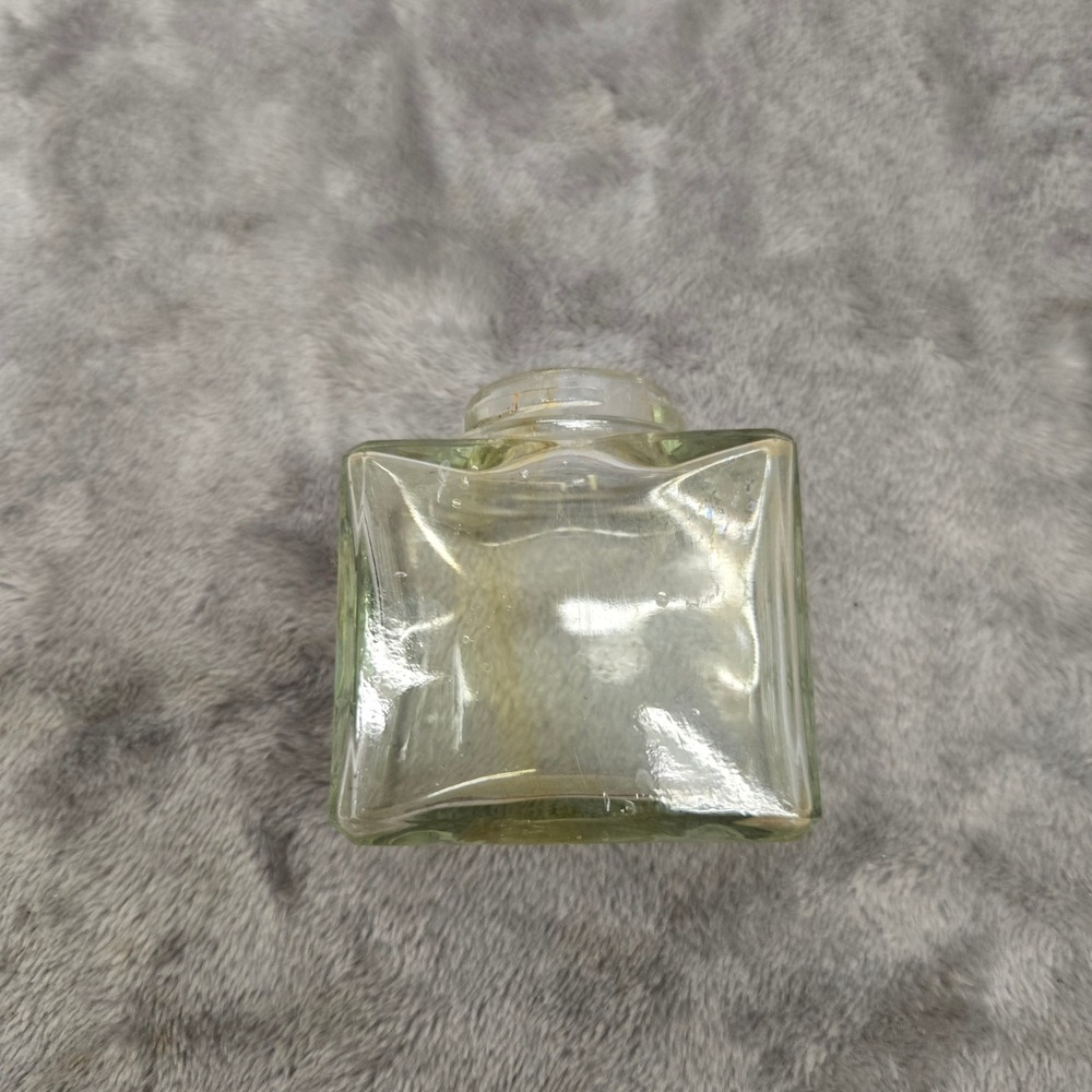 Vintage LePage Square Clear Glass Inkwell Bottle Geometric Base 2.5 Inch